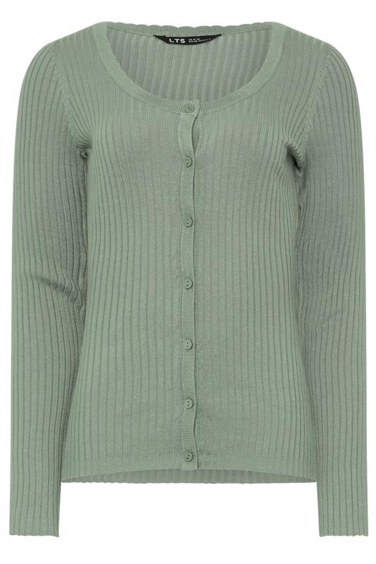 LTS Tall Sage Green Ribbed Scallop Hemline Cardigan | Long Tall Sally 5