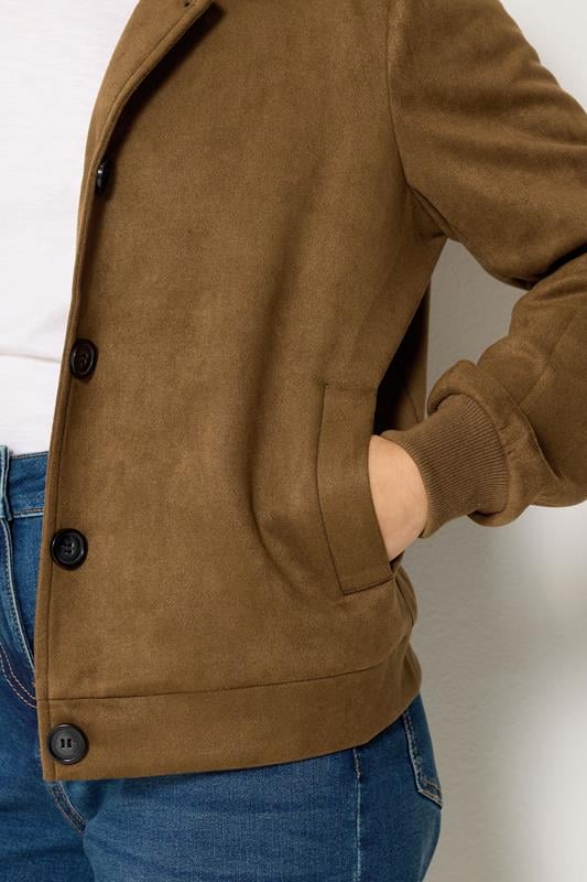 M&Co Petite Brown Faux Suede Button Up Jacket | M&Co 4
