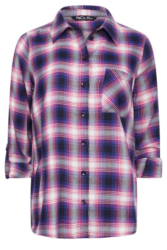 M&Co Petite Pink Check Print Cotton Boyfriend Shirt | M&Co 5