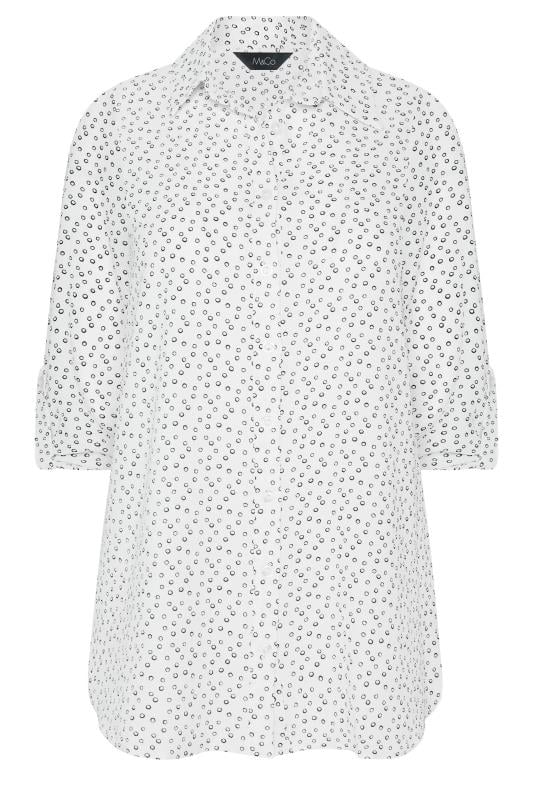 M&Co White Spot Print Tab Sleeve Shirt | M&Co 6