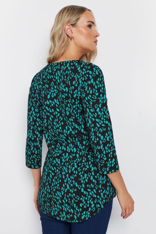 LTS Tall Green Abstract Cotton Henley Top | Long Tall Sally 2