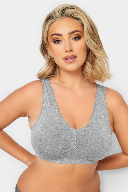 Plus Size Non-Wired Bras YOURS Grey Seamless Padded Non-Wired Bralette