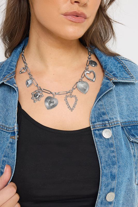 Silver Tone Heart Statement Necklace | Yours Clothing 1