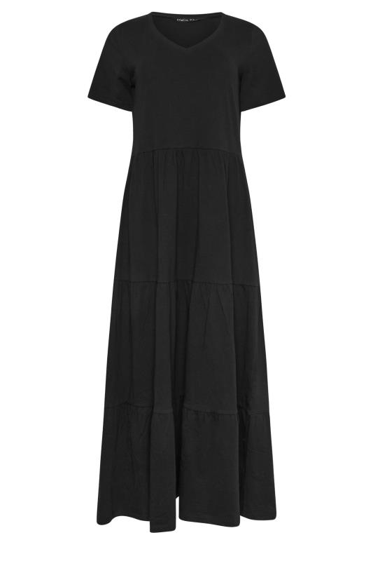 M&Co Black Short Sleeve Tiered Cotton Maxi Dress | M&Co 5