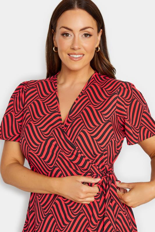 M&Co Red Abstract Stripe Wrap Dress | M&Co 4