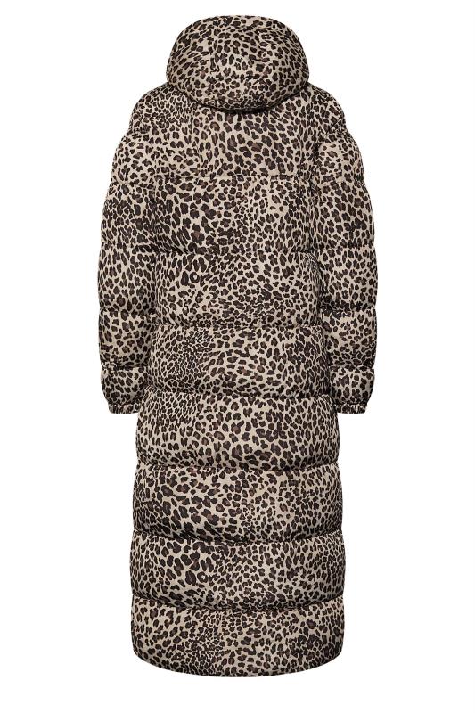 LTS Tall Womens Beige Brown Leopard Print Longline Puffer Coat | Long Tall Sally 8