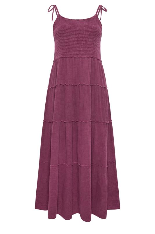 YOURS Plus Size Dark Pink Cheesecloth Tiered Dress | Yours Clothing 5