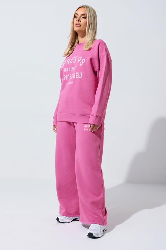 LIMITED COLLECTION Plus Size Pink 'Après 98' Slogan Sweatshirt | Yours Clothing 2