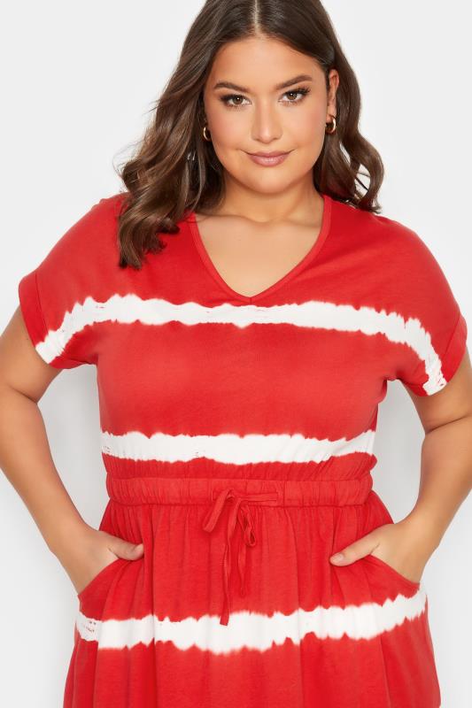 YOURS Plus Size Red Tie Dye Midi Dress | Yours Clothing 5