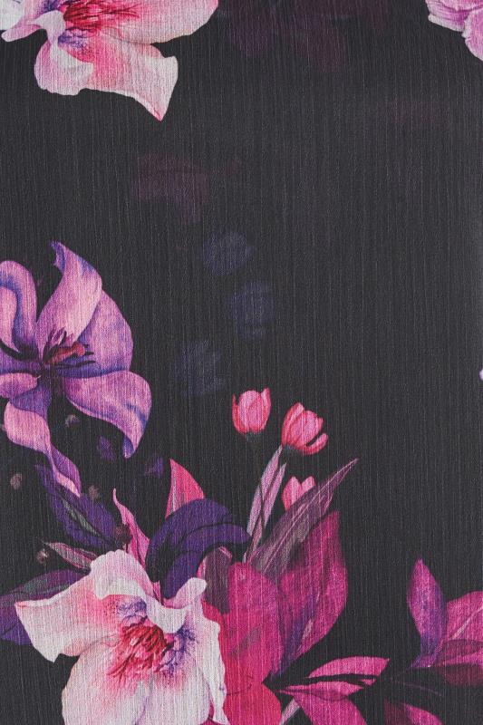 M&Co Black & Pink Floral Print Flute Sleeve Blouse | M&Co 6