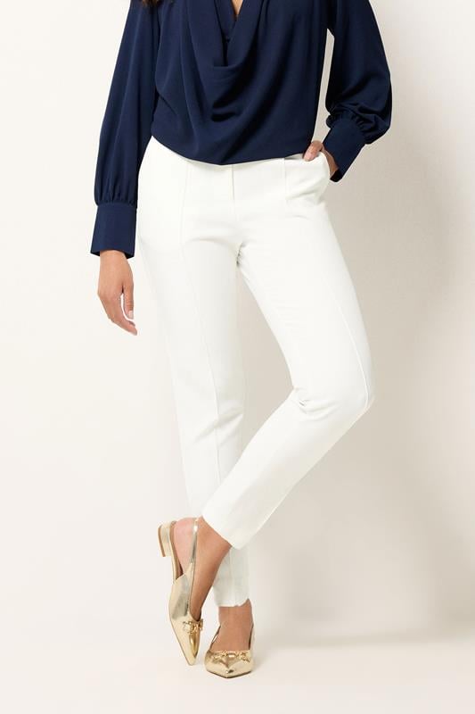  M&Co White Pintuck Tailored Trousers