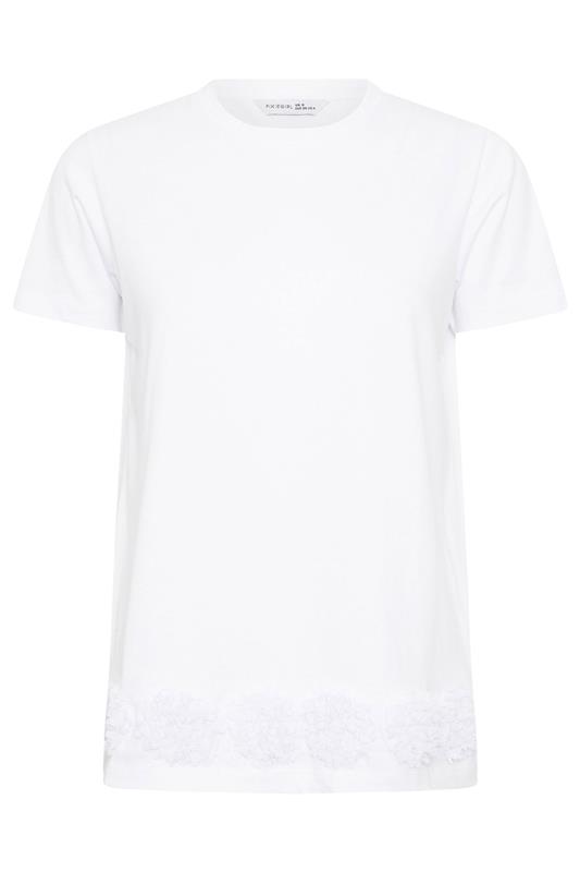 PixieGirl Petite Women's White Flower Hem Cotton T-Shirt | PixieGirl 5