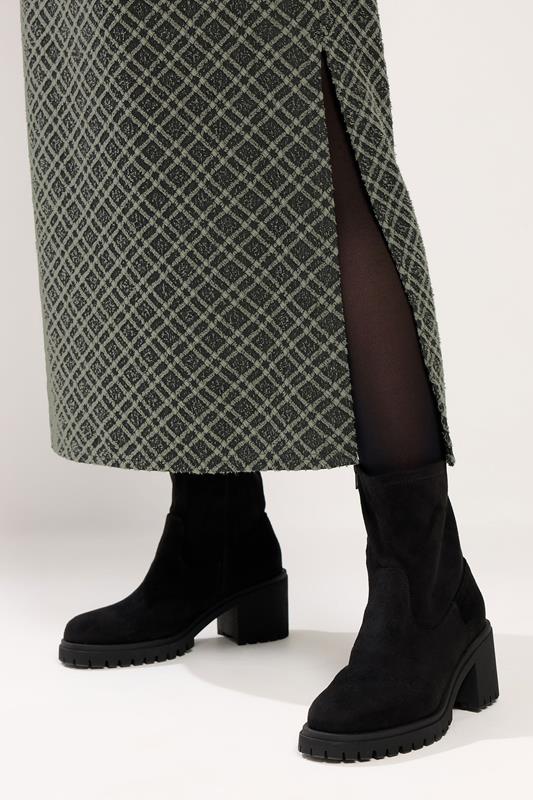 YOURS Plus Size Khaki Green Check Print Tube Skirt | Yours Clothing 4