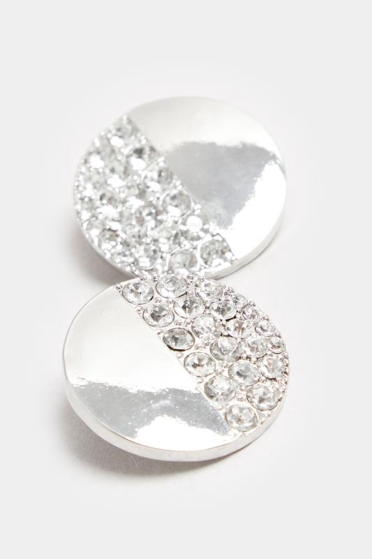 Silver Tone Diamante Disc Earrings | Yours Clothing  2