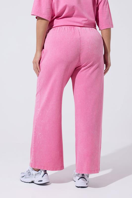 LIMITED COLLECTION Plus Size Pink Acid Wash Joggers | Yours Clothing 2
