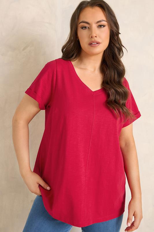 EVANS Curve Red Premium Cotton T-Shirt