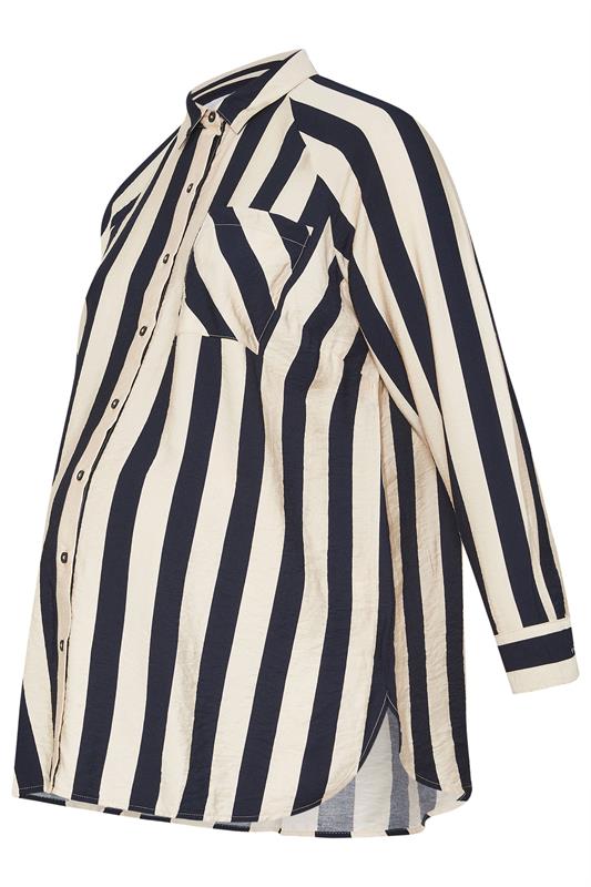 BUMP IT UP MATERNITY Plus Size Navy Blue Stripe Shirt | Yours Clothing 5