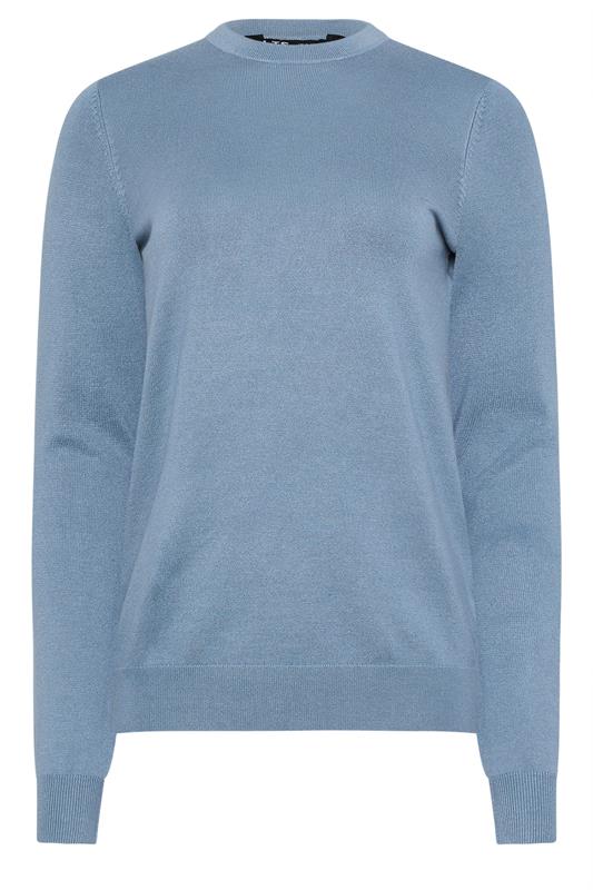 LTS Tall Denim Blue Knitted Crew Neck Jumper | Long Tall Sally 5