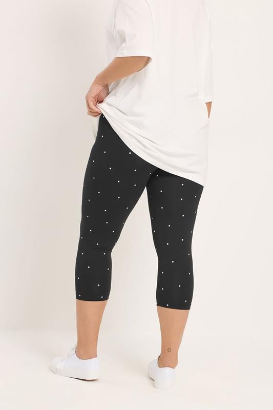 YOURSET 2 PACK Plus Size Black Polka Dot Crop Leggings | Yours Clothing 6