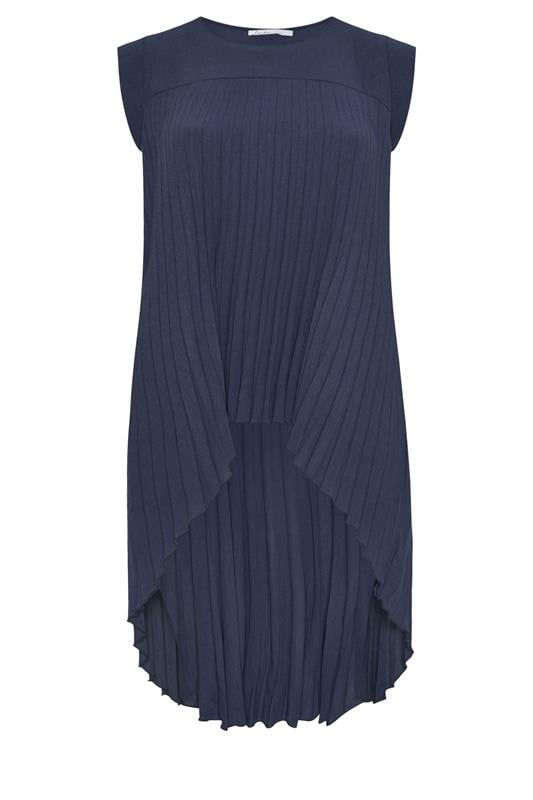YOURS LONDON Plus Size Navy Blue Pleated Top | Yours Clothing 6