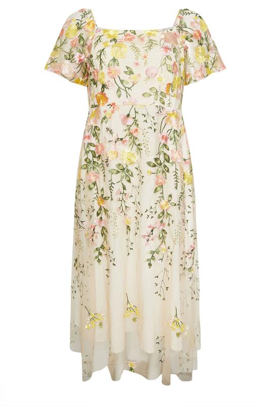YOURS LONDON Plus Size Yellow Embroidered Floral Maxi Dress | Yours Clothing 6