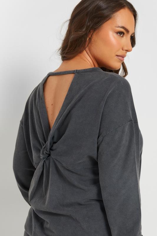 YOURS Plus Size Grey Acid Wash Eyelet Sweatshirt | Yours Clothing 4