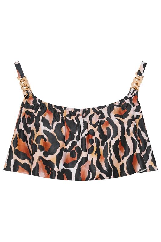 YOURS Plus Size Brown Leopard Print Frill Bikini Top | Yours Clothing 6