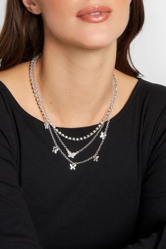 Plus Size  Yours Silver Butterfly Layer Necklace