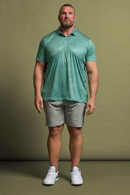 BadRhino Golf Big & Tall Green Floral Print Polo Shirt | BadRhino 1