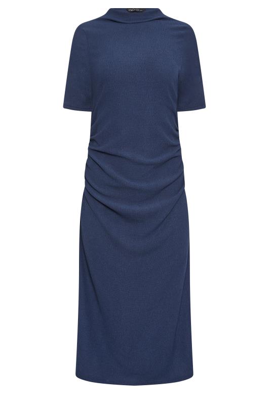 M&Co Navy Blue High Cowl Neck Gathered Dress | M&Co 5