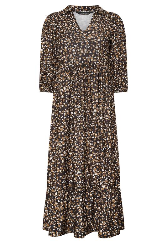 PixieGirl Petite Women's Brown Animal Collar Maxi Dress | PixieGirl 5