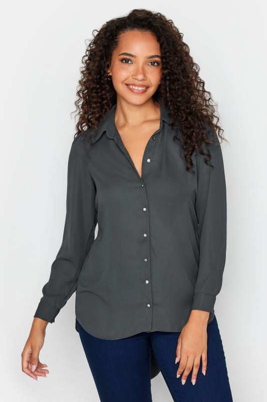 Women's  M&Co Charcoal Grey Tie Back Tunic Shirt