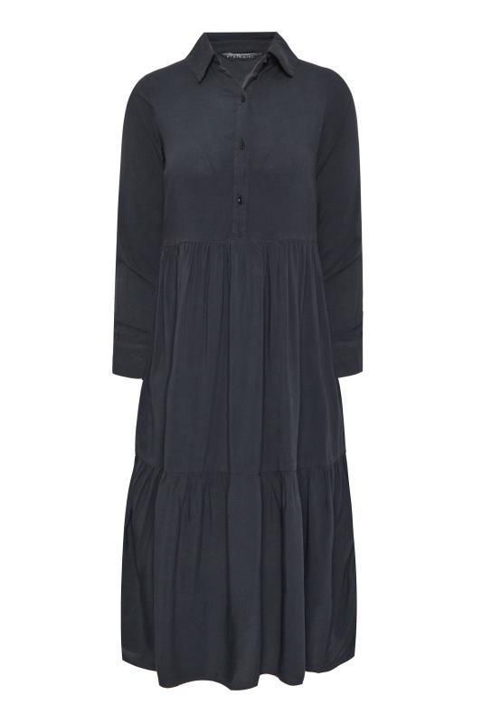 PixieGirl Petite Women Black Acid Wash Tiered Smock Dress | PixieGirl 5