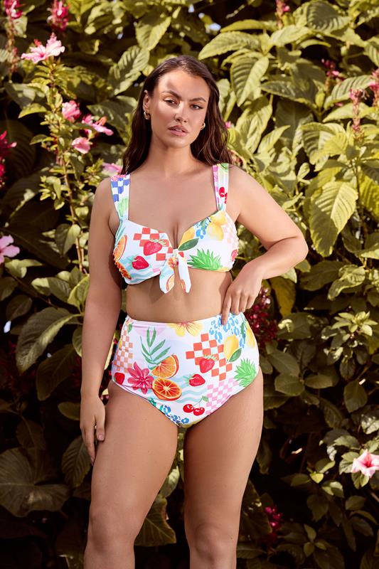 YOURS Curve Pink Mixed Tropical Wired Bikini Top