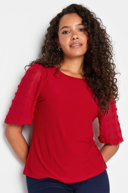 M&Co Red Dobby Sleeve Blouse | M&Co 1