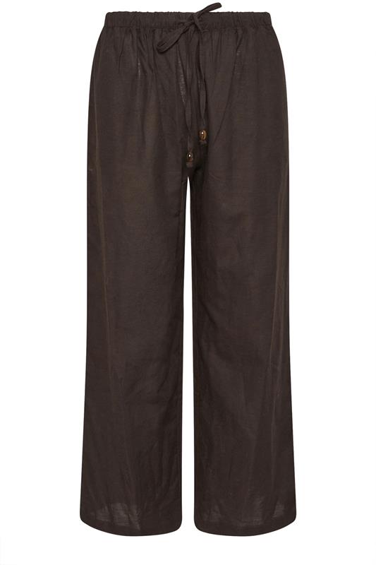 PixieGirl Petite Women's Brown Linen Wide Leg Trousers | PixieGirl 6