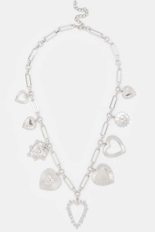Silver Tone Heart Statement Necklace | Yours Clothing 1
