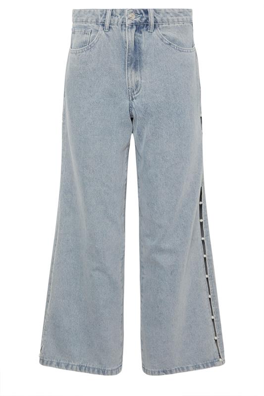 PixieGirl Petite Women's Light Blue Non-Stretch Pearl Detail Jeans | PixieGirl 6