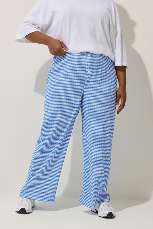 LIMITED COLLECTION Plus Size Gingham Button Front Trousers | Yours Clothing 1