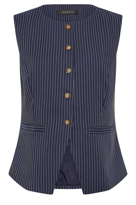 PixieGirl Petite Women's Navy Blue Pinstripe Waistcoat | PixieGirl 6