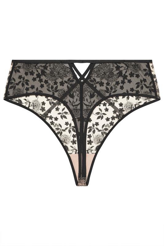 PLAYFUL PROMISES Black Floral Embroidered High Waisted Thong 6