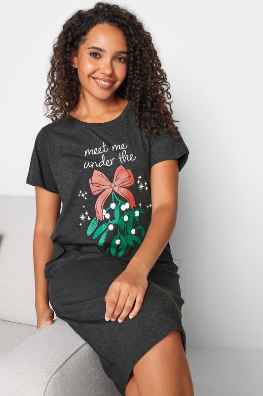 M&Co Black Cotton Christmas Mistletoe Print Nightdress | M&Co 5