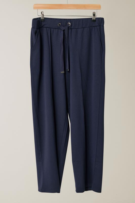 EVANS Plus Size Navy Blue Luxe Wide Leg Joggers | Evans 5