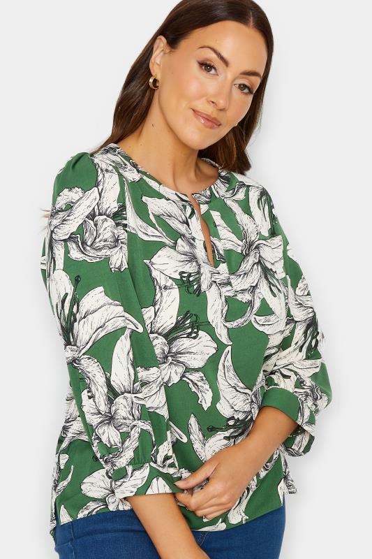 M&Co Green Floral Print 3/4 Sleeve Blouse | M&Co 4