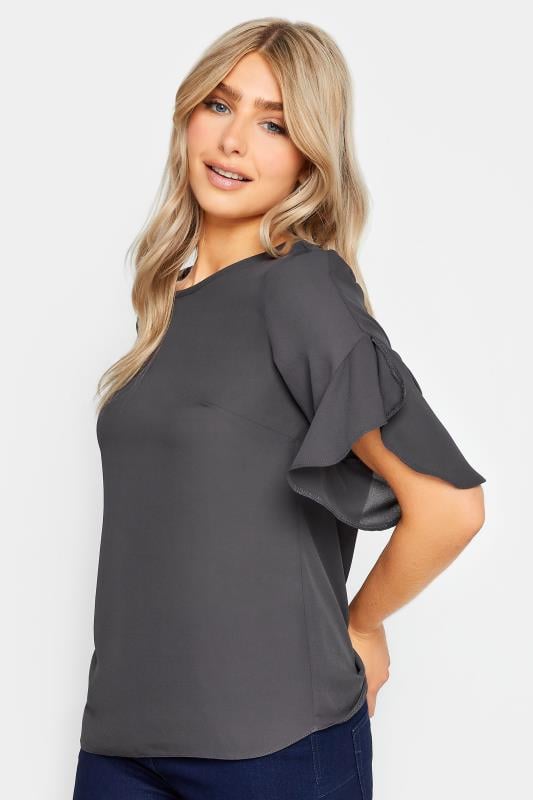 Women's  M&Co Slate Grey Frill Sleeve Blouse