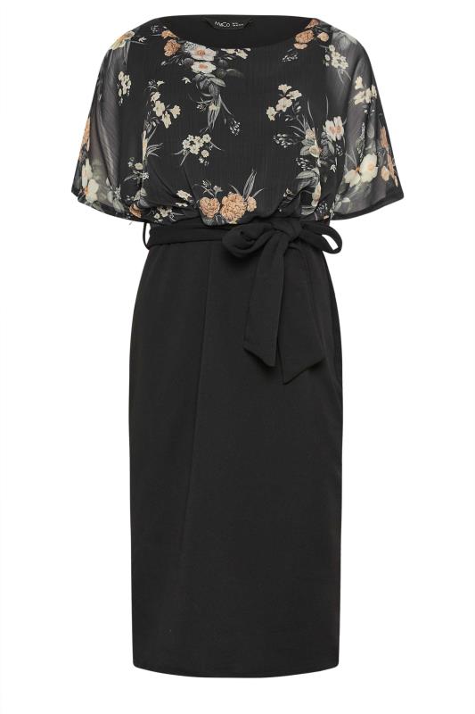 M&Co Black Floral Print 2 In 1 Tie Belt Dress | M&Co 6