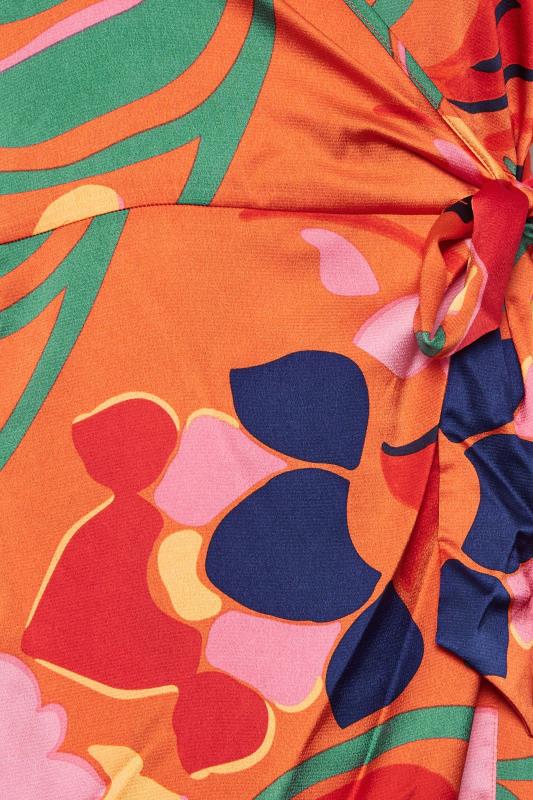 M&Co Orange Floral Print Wrap Dress | M&Co 5