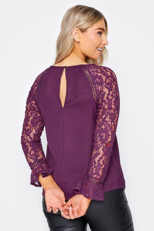 M&Co Purple Lace Flute Sleeve Blouse | M&Co 3