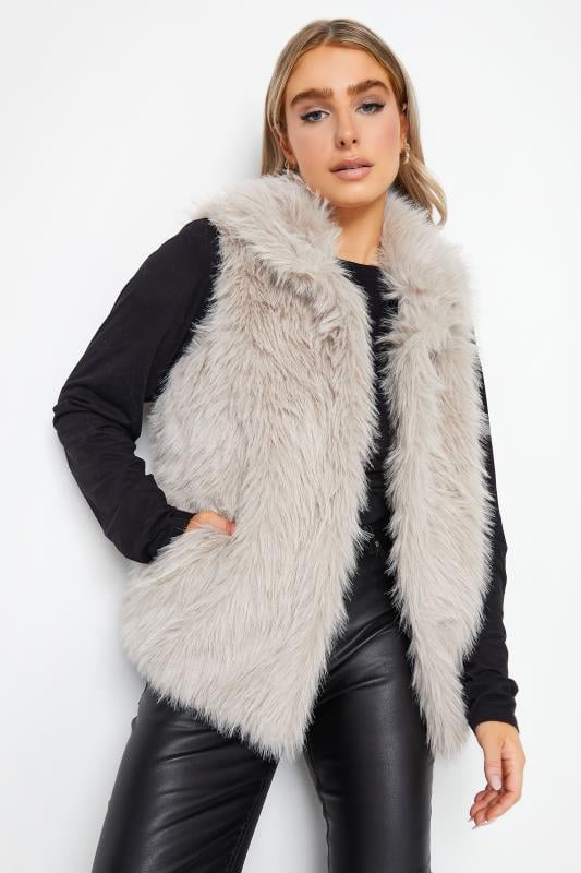 Women's  M&Co Light Grey Faux Fur Gilet