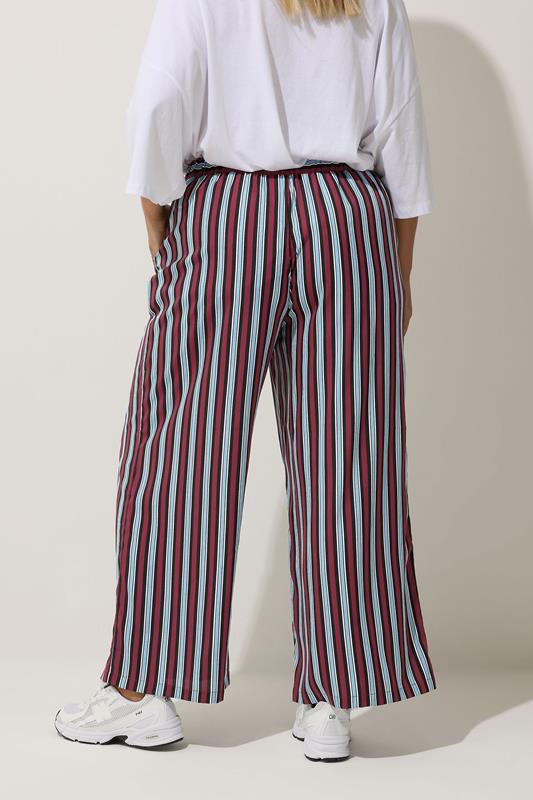 LIMITED COLLECTION Plus Size Blue Stripe Boxer Waist Trousers | Yours Clothing 2